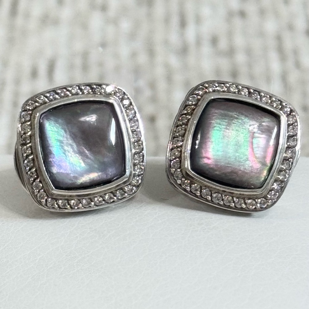 David Yurman Albion Diamond Black Mother of Pearl Earrings